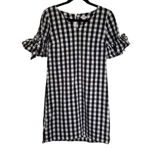 J. Crew Womens Dress Gingham Check Ruffle Tie-Sleeve Summer Preppy Size XS